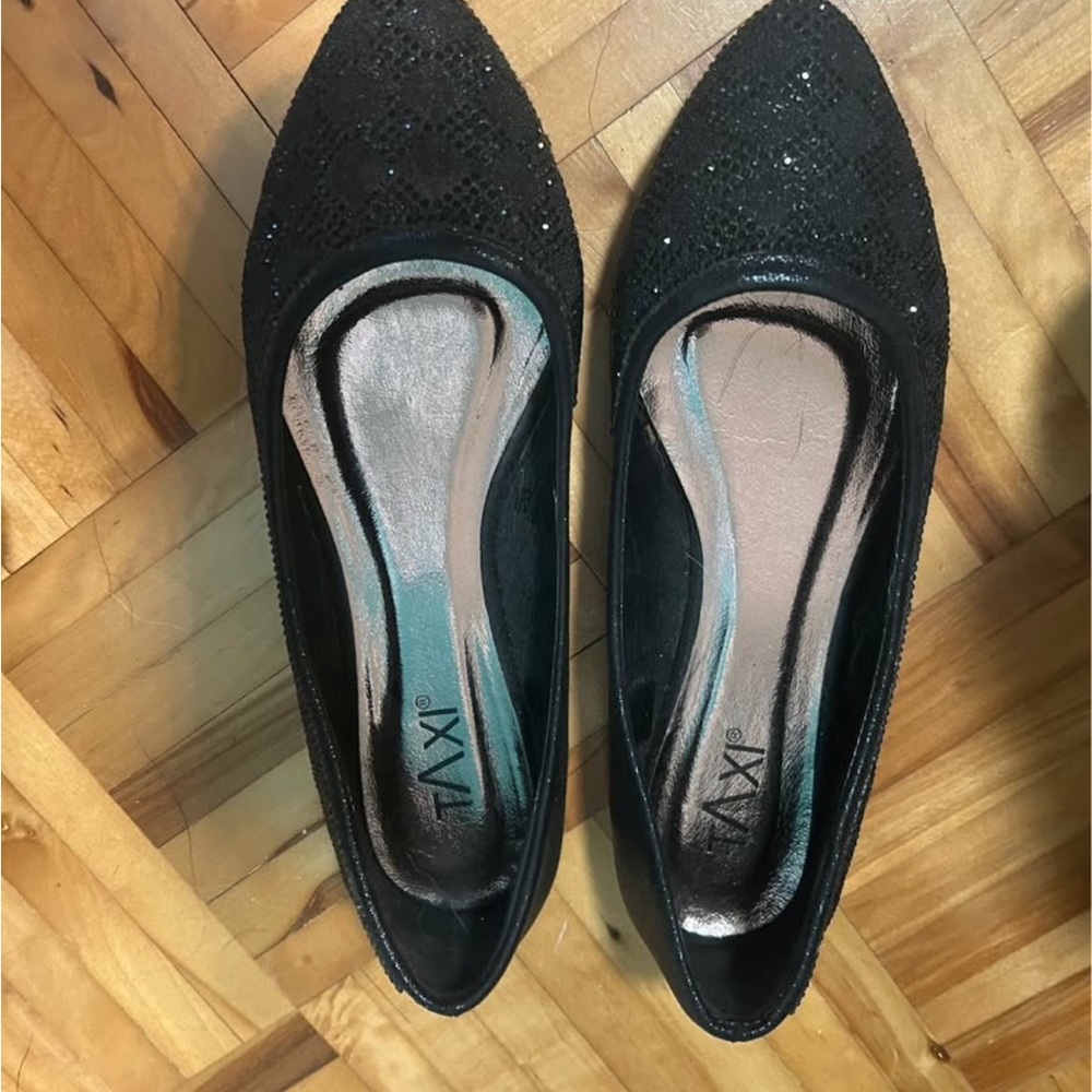 TAXI Black Sequin Flats
